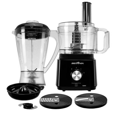 Multiprocessador de Alimentos Turbo 5 em 1 BMP900P com 2 Velocidades + Pulsar 1000W Britânia Preto / 110V