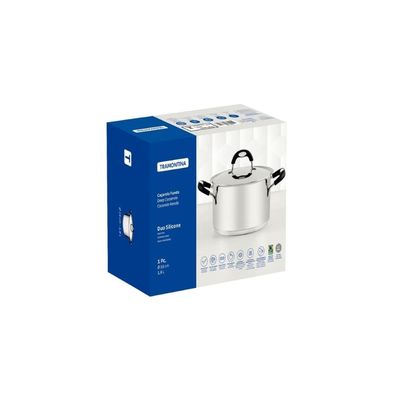 Caçarola Funda Tramontina Duo Silicone em Aço Inox 16 cm 1,8L Fundo Triplo Compatível com Indução