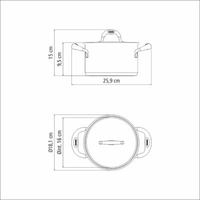 Caçarola Funda Tramontina Duo Silicone em Aço Inox 16 cm 1,8L Fundo Triplo Compatível com Indução