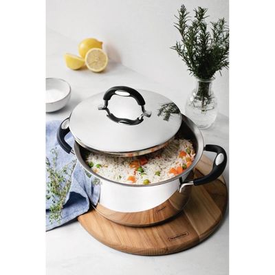 Caçarola Funda Tramontina Duo Silicone em Aço Inox 16 cm 1,8L Fundo Triplo Compatível com Indução
