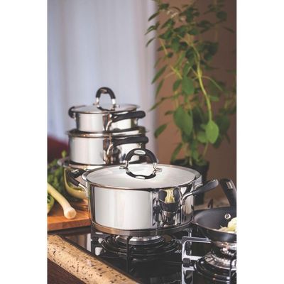 Caçarola Funda Tramontina Duo Silicone em Aço Inox 16 cm 1,8L Fundo Triplo Compatível com Indução