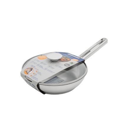 Frigideira Tramontina Allegra 20cm 1,3L Aço Inox Fundo Triplo com Tampa