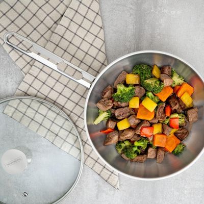 Frigideira Tramontina Allegra 20cm 1,3L Aço Inox Fundo Triplo com Tampa