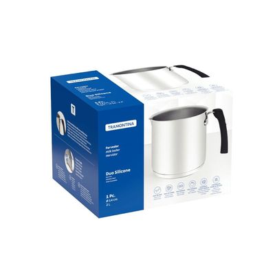 Fervedor Tramontina Duo Silicone em Aço Inox Fundo Triplo e Silicone 14 cm 2,0 L