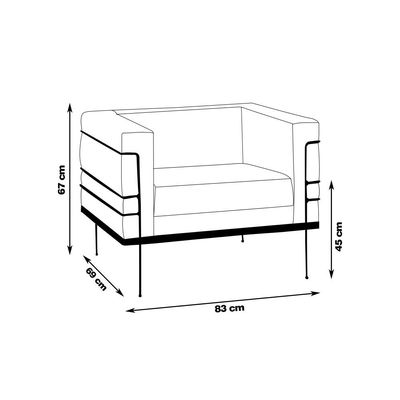 Poltrona Decorativa Base de Aço Preto Jeanneret-Gris Linho Azul Marinho - Gran Belo