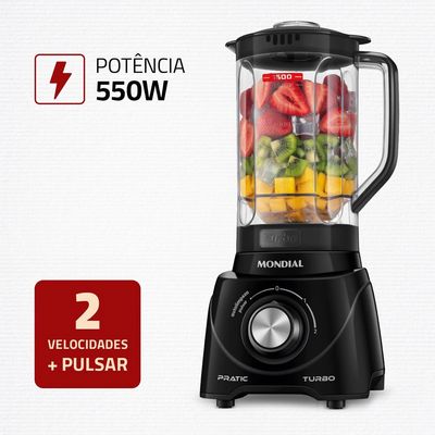 Liquidificador Mondial Pratic Turbo L89B Preto 110V