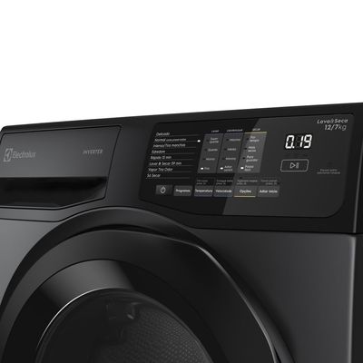 Lava e Seca Electrolux 12/7kg Cinza Ônix Inverter com Água Quente e Lavagem Inteligente (LSC12) 127V