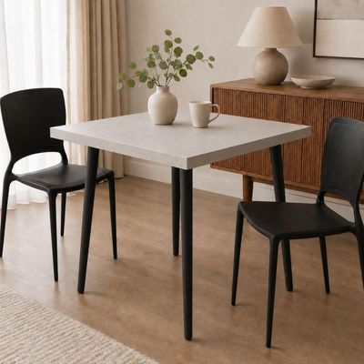 Mesa Jantar Quadrada Safira 70cm MDF Camurça Pés Pretos