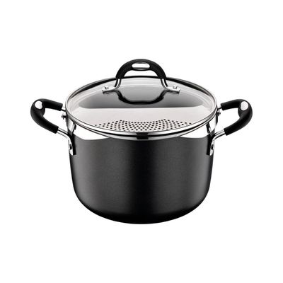 Espagueteira Tramontina Mônaco Induction em Alumínio Preto 22 cm 5,4 L