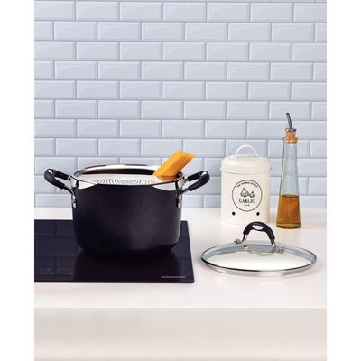Espagueteira Tramontina Mônaco Induction em Alumínio Preto 22 cm 5,4 L