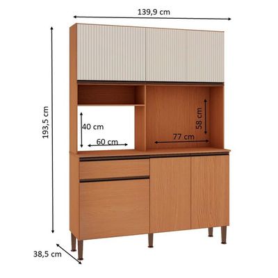 Cozinha Compacta Genialflex Veneza 06 Portas Feijo e Off White