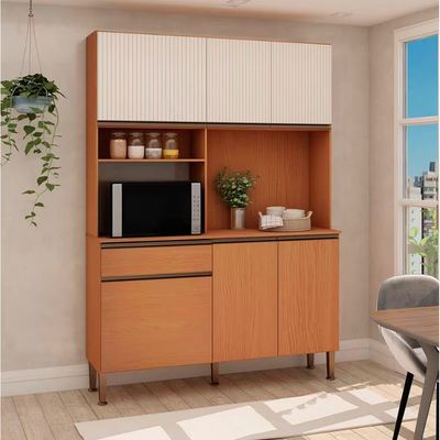 Cozinha Compacta Genialflex Veneza 06 Portas Feijo e Off White