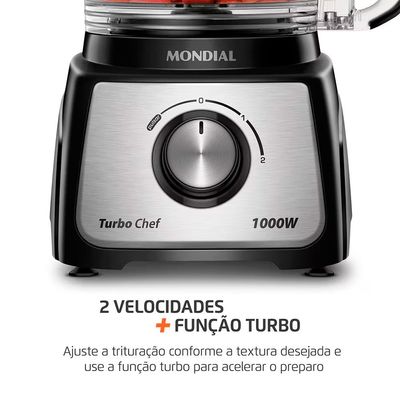 Multiprocessador MPN-02-BE 2 Velocidades Turbo SAN Cristal Mondial Preto/Inox / 110V