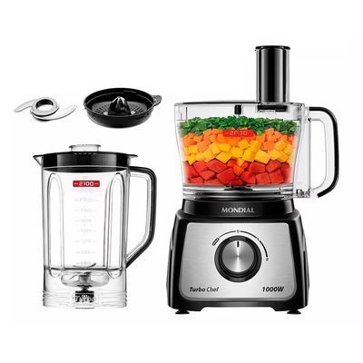 Multiprocessador MPN-02-BE 2 Velocidades Turbo SAN Cristal Mondial Preto/Inox / 110V