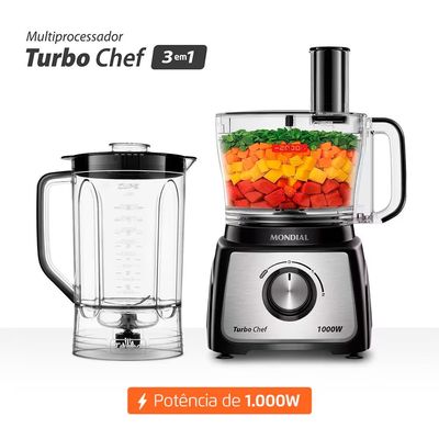 Multiprocessador MPN-02-BE 2 Velocidades Turbo SAN Cristal Mondial Preto/Inox / 110V
