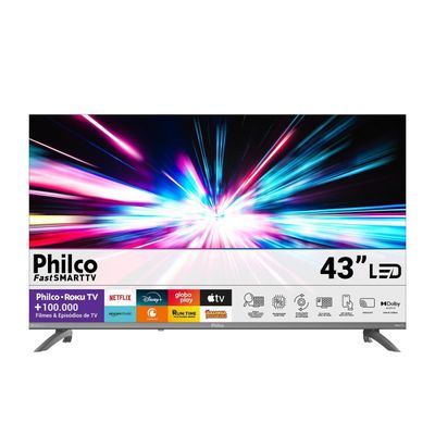 Smart TV 43" Philco Roku TV HDR10 Dolby Audio P43CRA Bivolt