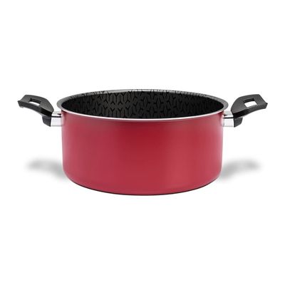 Caçarola Anis ProFlon Antiaderente 4,3L 24cm Tampa de Vidro Borgonha Brinox Vermelho