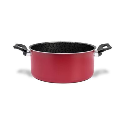 Caçarola Anis ProFlon Antiaderente 3,4L 22cm Tampa de Vidro Borgonha Brinox Vermelho