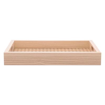 Bandeja Decorativa Lyor MDF Retangular 31,5 cm Fundo Treliça Sofisticada Natural