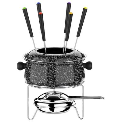 Conjunto de Fondue Euro Home Colorstone 10 Peças 850ml Aço Inox Preto