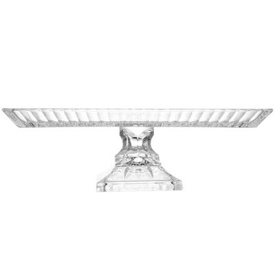 Travessa com Pé Lys Cristal Design Retangular Pé Elevado Wolff Transparente
