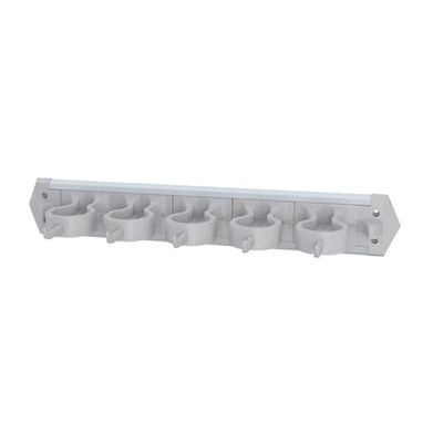 Suporte Mop e Vassoura com 5 Compartimentos Flash Limp Cinza