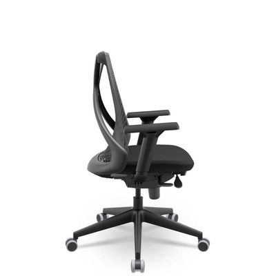 Cadeira Escritório Bix X+ Presidente Slider PU Poliéster Preto Plaxmetal
