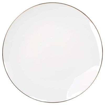 Jogo de Pratos 6 pçs 27cm Raso Branco Porcelana Legacy Gold