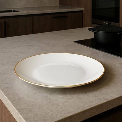 Jogo de Pratos 6 pçs 27cm Raso Branco Porcelana Legacy Gold