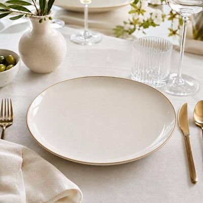 Jogo de Pratos 6 pçs 27cm Raso Branco Porcelana Legacy Gold