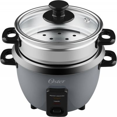 Panela Elétrica de Arroz Oster 0,6L Grafite Antiaderente Função Aquecer Tampa de Vidro 220V Grafite / 220V