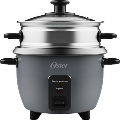 Panela Elétrica de Arroz Oster 0,6L Grafite Antiaderente Função Aquecer Tampa de Vidro 220V Grafite / 220V