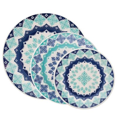 Kit Pratos Rasos Fundos E Sobremesa Donna Lola Oxford Cerâmica 12 Peças