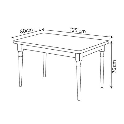 Mesa de Jantar em Madeira Údine 125x80cm Branco Natural Piratini