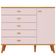 Conjunto Quarto Infantil Ternura Cômoda 5 Gavetas Berço 2 em 1 Guarda-Roupa 2 Portas Colchão Herval Espuma D18 Bartira Rosa Wood