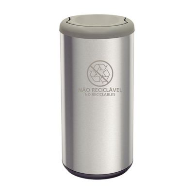 Lixeira Inox Tramontina Piemonte 40 Litros Acetinado Tampa Basculante Cinza em Polipropileno