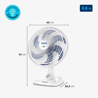 Ventilador de Mesa 40cm Super Power VSP40 W 6 Pás 3 Velocidades Mondial Branco / 220V