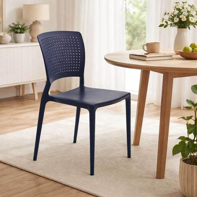 Jogo 4 Cadeiras Plástica com Encosto Tramontina Azul 182kg Safira Yale Summa