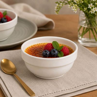 Ramekin Branco New Bone China 150ml 9x4cm Blanc Molheira Sobremesa Restaurante