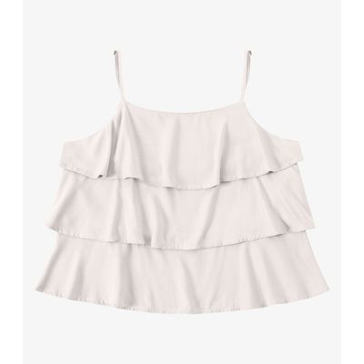 Blusa Feminina  De Alça Com Babados Endless Bege GG / Bege