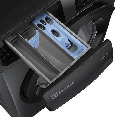 Máquina de Lavar Frontal Electrolux 12kg Cinza Ônix Inverter com Água Quente e Lavagem Inteligente (LFC12) 127V