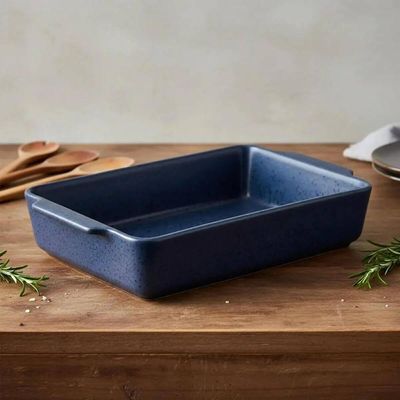Kit 2 Travessas Refratárias Cerâmica Wolff Mist Azul Matte 36cm Assadeira Retangular com Alças