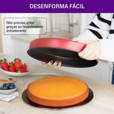 Forma Redonda Rochedo Bolo Perfeito 2L 30Cm Polida Vermelho