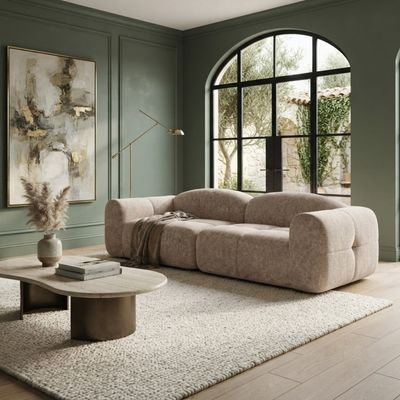 Sofá Compactado Cozy 3 Lugares Cazedis Bege