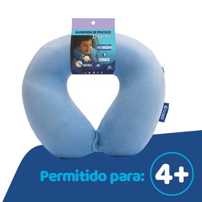 Almofada de Pescoço Sonos Infantil Para Viagem e Descanso Azul Claro