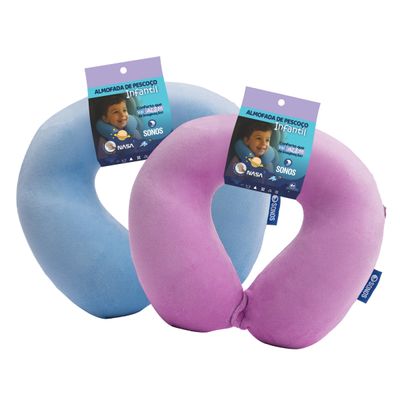Almofada de Pescoço Sonos Infantil Para Viagem e Descanso Azul Claro