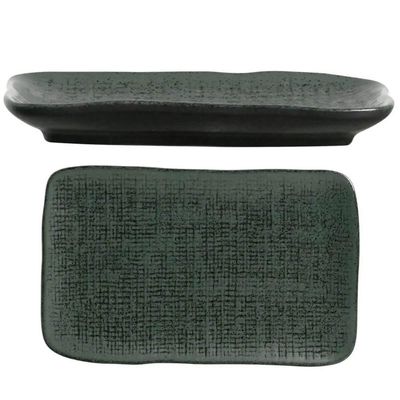 24 Pratos Retangulares Cerâmica Porto Brasil 14x18cm Verdes Travessas para Restaurantes Sushi