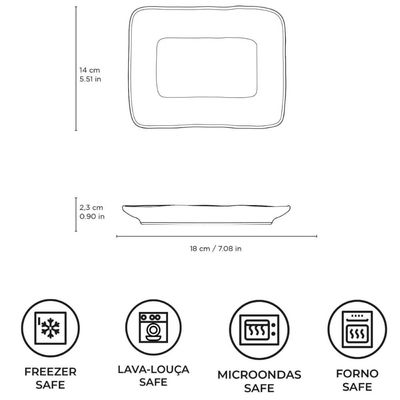 24 Pratos Retangulares Cerâmica Porto Brasil 14x18cm Verdes Travessas para Restaurantes Sushi