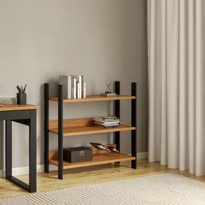 Estante Livreiro Industrial 93cm em Mdf Freijó Preto Fosco Dalla Costa