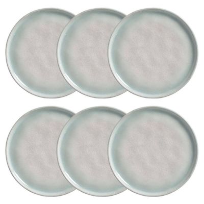 Conjunto 6 Pratos Sobremesa 21cm Bio Mar Cerâmica Stoneware Porto Brasil Mesa Posta